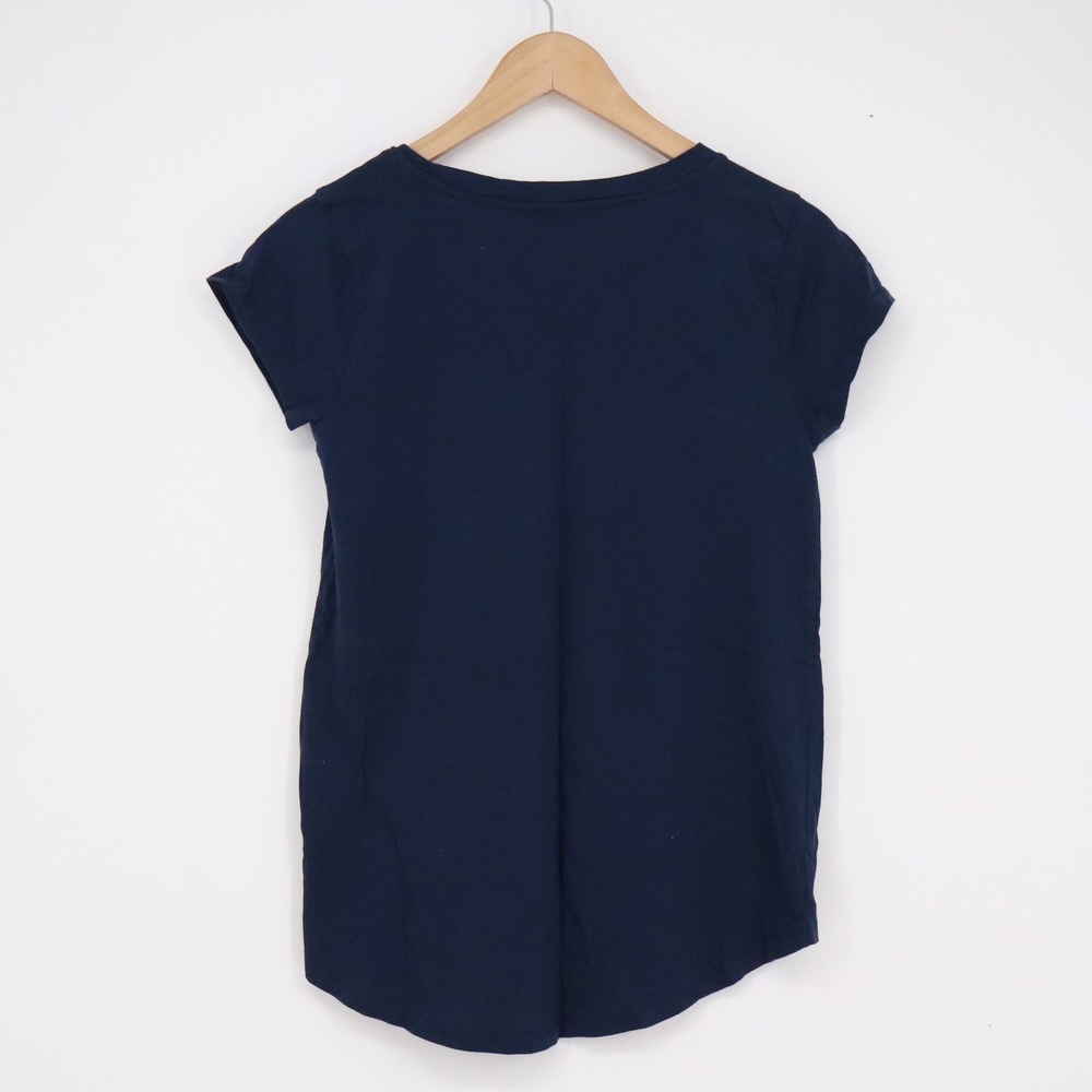 Cable & Gauge Navy Blue Pima Cotton Modal High Low Hem Short Sleeve Tee S - Picture 4 of 5